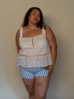 Hot Djerf Avenue Airy Poplin Buttoned Top White