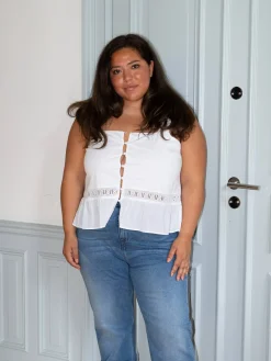 Hot Djerf Avenue Airy Poplin Buttoned Top White