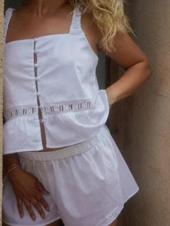 Hot Djerf Avenue Airy Poplin Buttoned Top White