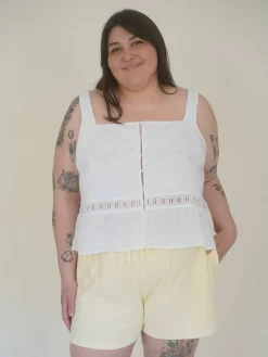 Hot Djerf Avenue Airy Poplin Buttoned Top White