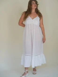 Clearance Djerf Avenue Airy Poplin Midi Dress White