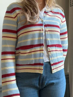 Clearance Djerf Avenue Amorini Pocket Cardigan Coastal Stripe