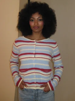 Clearance Djerf Avenue Amorini Pocket Cardigan Coastal Stripe