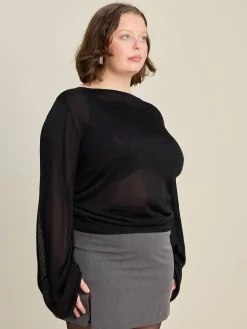 Hot Djerf Avenue Bateau Long Sleeve Top Black