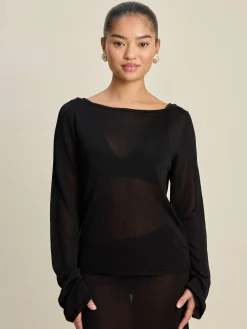Hot Djerf Avenue Bateau Long Sleeve Top Black