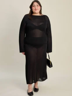 Hot Djerf Avenue Bateau Long Sleeve Top Black