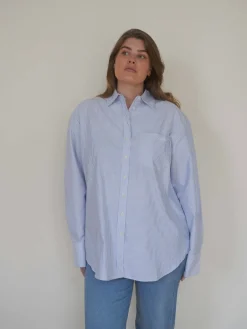 Best Djerf Avenue Breezy Classic Shirt Blue stripe