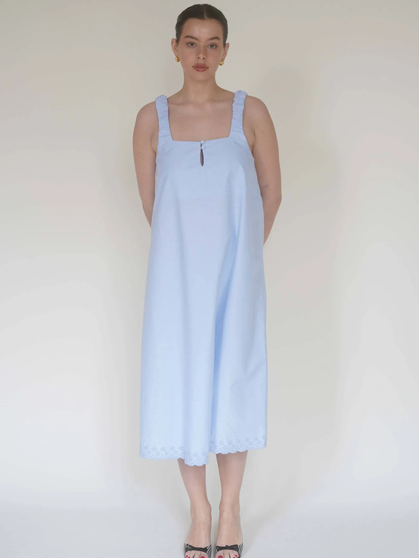 Best Djerf Avenue Breezy Embroidered Dress Blue