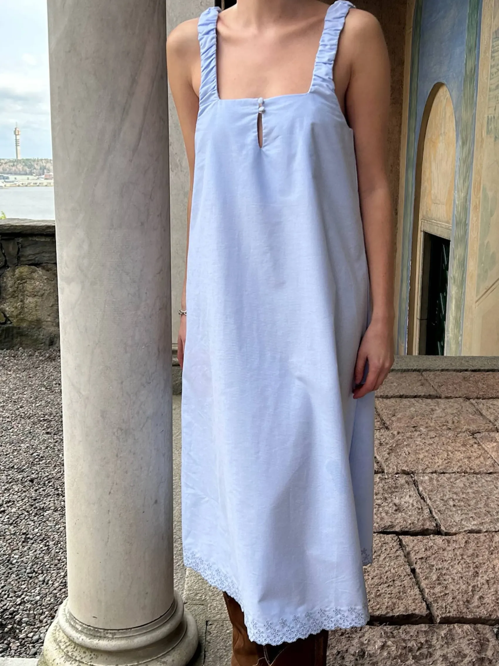 Best Djerf Avenue Breezy Embroidered Dress Blue