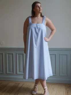 Best Djerf Avenue Breezy Embroidered Dress Blue