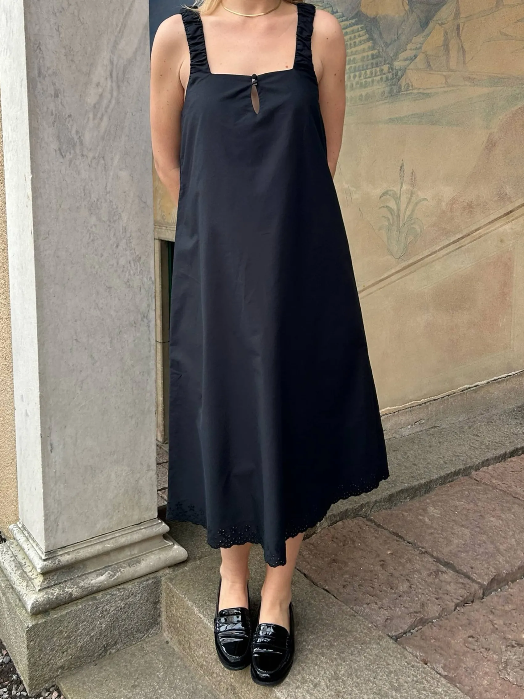 Discount Djerf Avenue Breezy Embroidered Dress Black