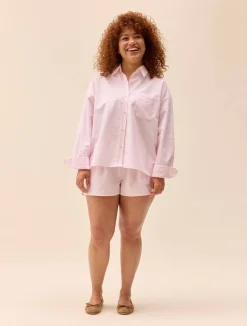 Clearance Djerf Avenue Breezy Shirt Pink Stripe