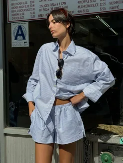 Outlet Djerf Avenue Breezy Short Shorts Blue Stripe
