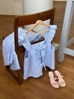 Sale Djerf Avenue Breezy Tie Top Blue