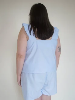 Sale Djerf Avenue Breezy Tie Top Blue
