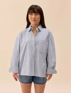 New Djerf Avenue Broderie Shirt Airy Blue