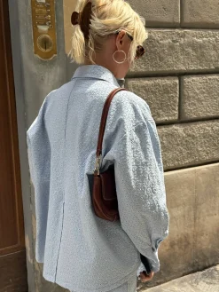 New Djerf Avenue Broderie Shirt Airy Blue