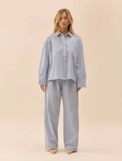 New Djerf Avenue Broderie Shirt Airy Blue