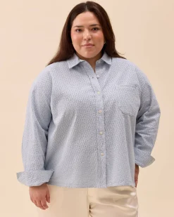 New Djerf Avenue Broderie Shirt Airy Blue