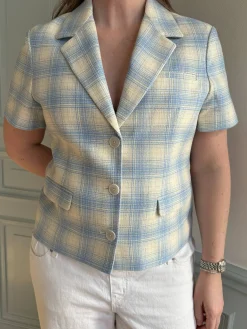Online Djerf Avenue Brunch Blazer Blue Plaid