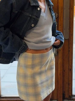 Clearance Djerf Avenue Brunch Mini Skirt Blue Plaid