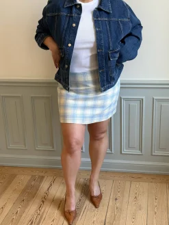 Clearance Djerf Avenue Brunch Mini Skirt Blue Plaid