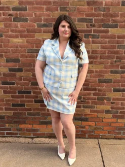 Clearance Djerf Avenue Brunch Mini Skirt Blue Plaid