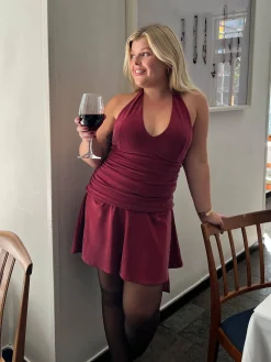 Discount Djerf Avenue Celebration Mini Dress Burgundy