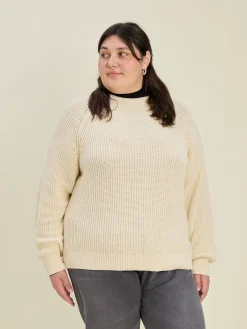 Outlet Djerf Avenue Chunky Raglan Roundneck Off White