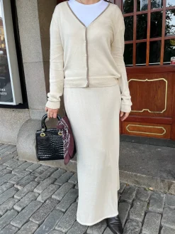 Outlet Djerf Avenue Contrast Midi Skirt Ivory