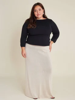 Outlet Djerf Avenue Contrast Midi Skirt Ivory