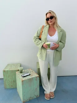 Djerf Avenue Corduroy Jacket Pistachio