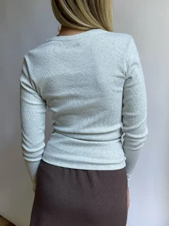 Online Djerf Avenue Daily Long Sleeve Top Ribbed Grey Melange