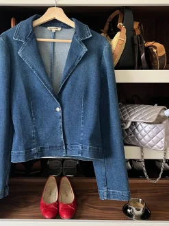 Hot Djerf Avenue Day-to-day Denim Blazer Dark Blue
