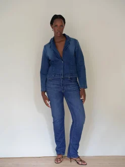 Hot Djerf Avenue Day-to-day Denim Blazer Dark Blue