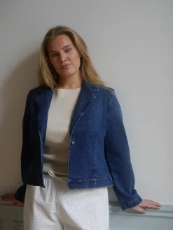 Hot Djerf Avenue Day-to-day Denim Blazer Dark Blue