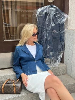 Hot Djerf Avenue Day-to-day Denim Blazer Dark Blue