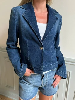 Hot Djerf Avenue Day-to-day Denim Blazer Dark Blue