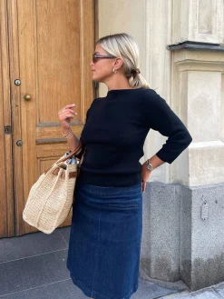 Best Djerf Avenue Denim A-line Skirt Midnight Blue