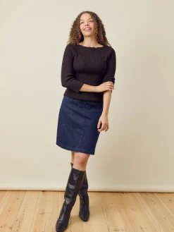 Best Djerf Avenue Denim A-line Skirt Midnight Blue