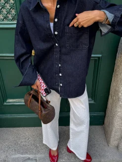 Outlet Djerf Avenue Denim Shirt Dark blue