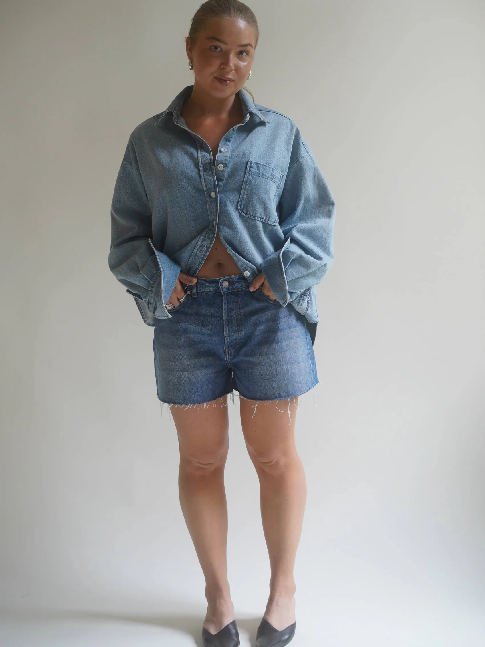 Best Djerf Avenue Denim Shorts Vintage Blue