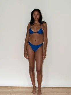 Online Djerf Avenue Dove Satin Bikini Bottom Deep Blue