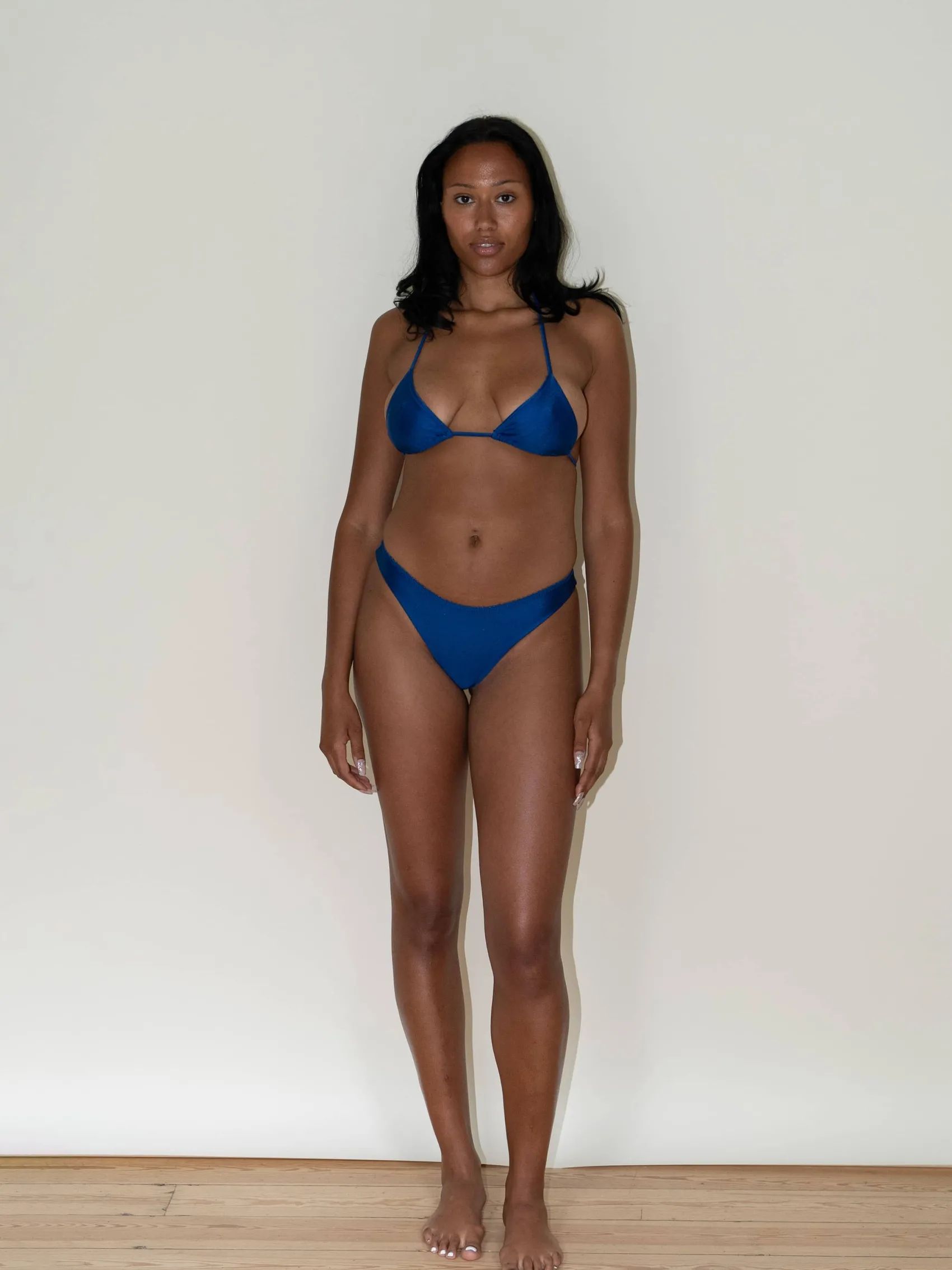 Online Djerf Avenue Dove Satin Bikini Bottom Deep Blue