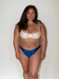 Online Djerf Avenue Dove Satin Bikini Bottom Deep Blue