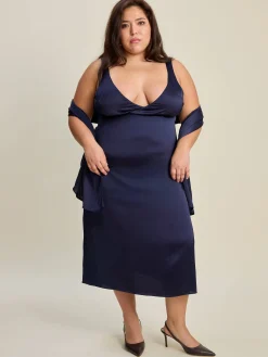 Discount Djerf Avenue Evening Midi Dress Midnight Blue