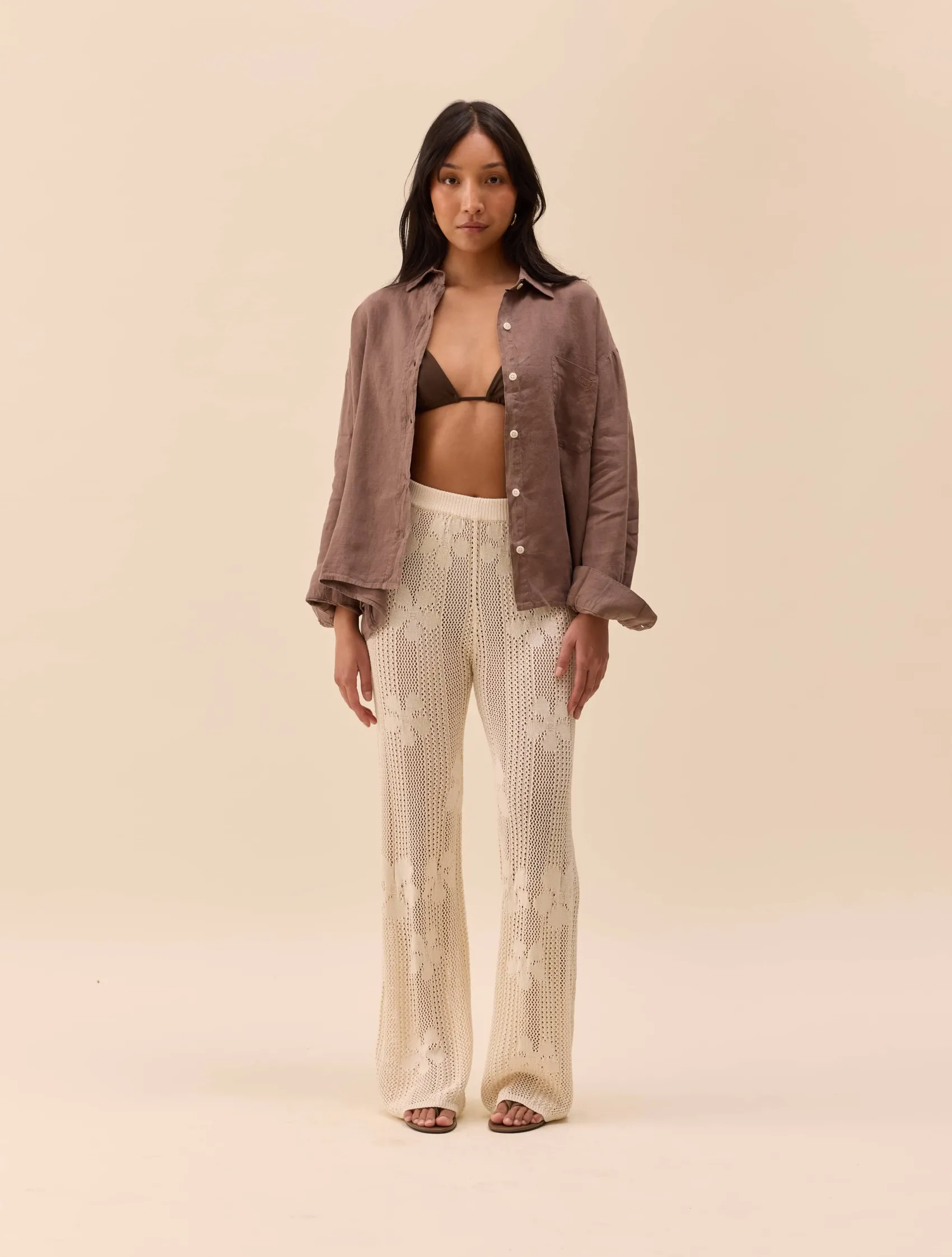 Clearance Djerf Avenue Flower Pants Ivory