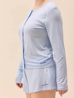 Sale Djerf Avenue Go Slow Buttoned Top Blue