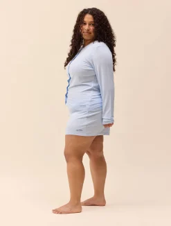 Sale Djerf Avenue Go Slow Buttoned Top Blue