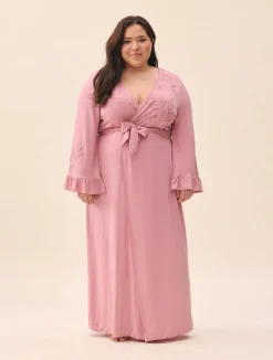 Outlet Djerf Avenue Go Slow Embroidered Robe Dusty Pink